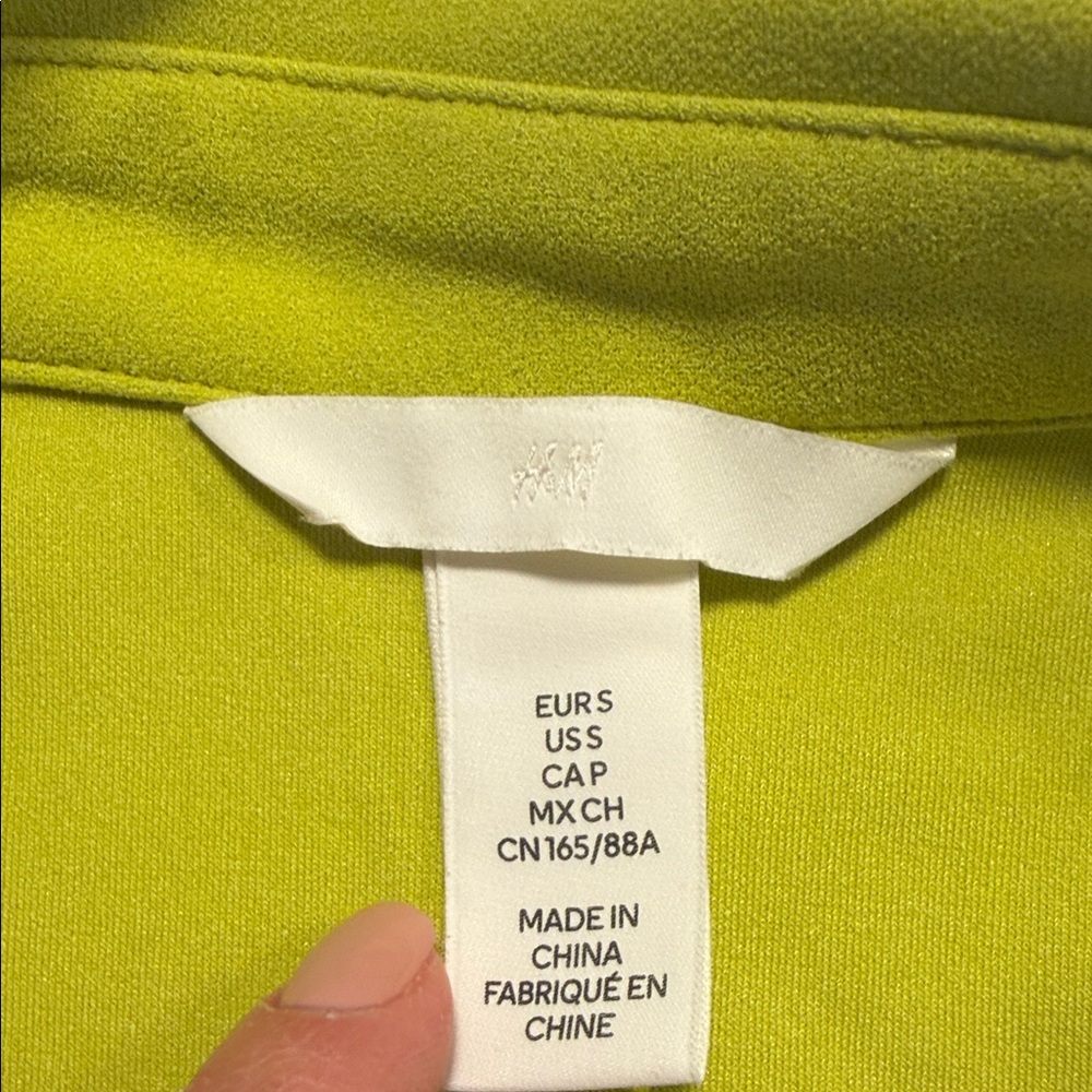 H&M Lime Green Ruched Button-Front Dress size S - Picture 5 of 10